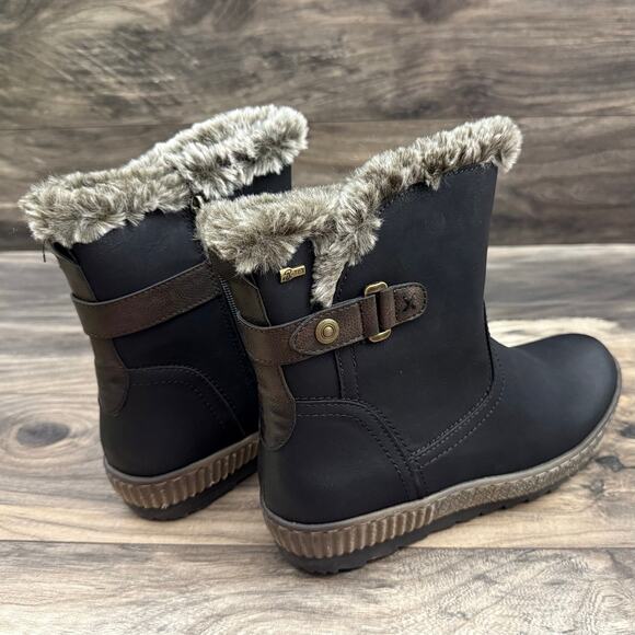 NIB Spring Step 41 9.5-10 Milagra Faux Fur Lining Comfy Winter Ankle Boots Black - Picture 6 of 12